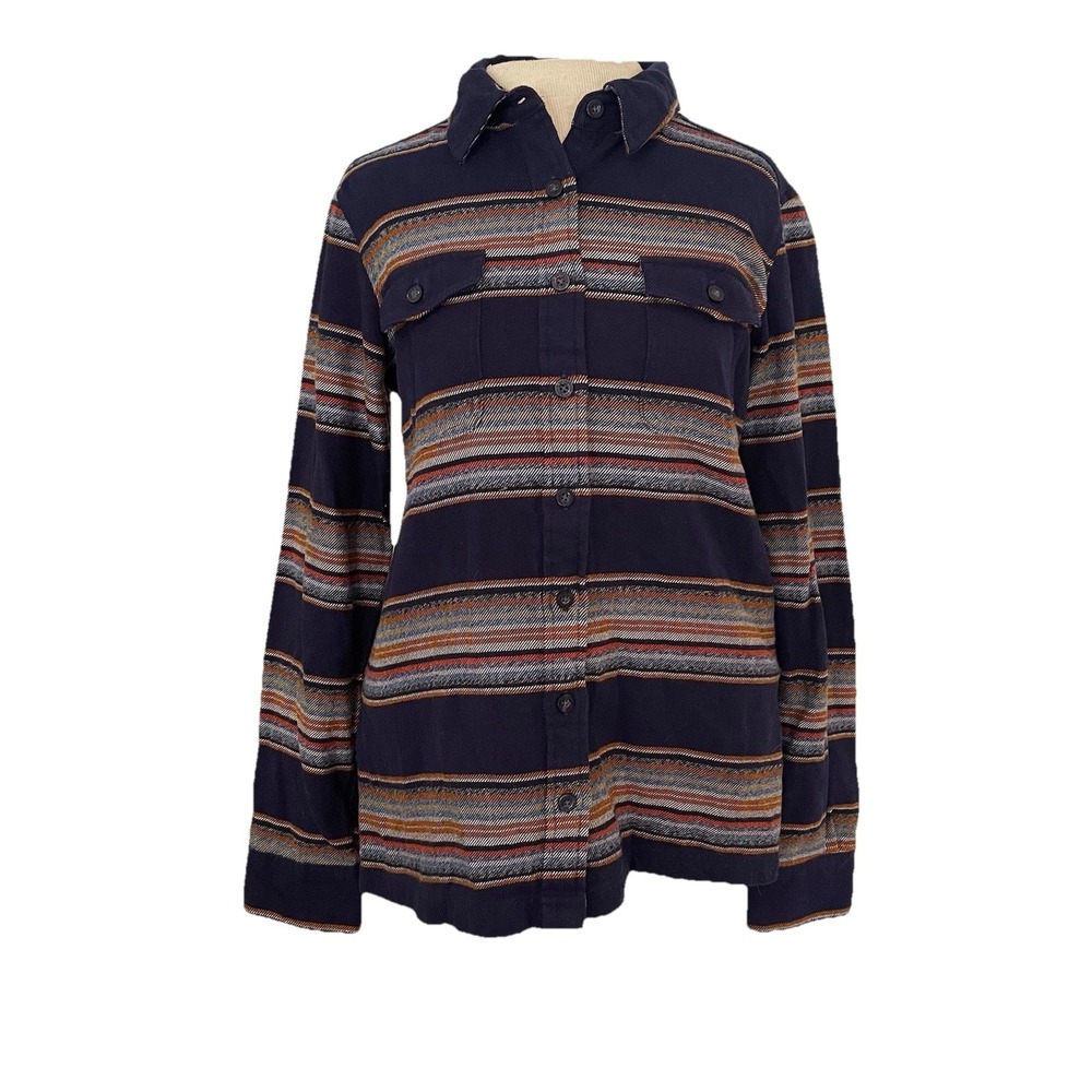 Patagonia Navy and Multicolor Striped Button Down Shirt